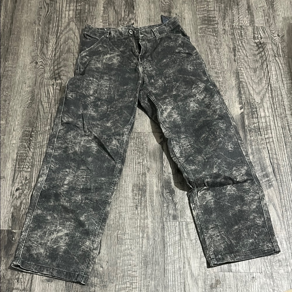 Distressed Black and Gray Jeans